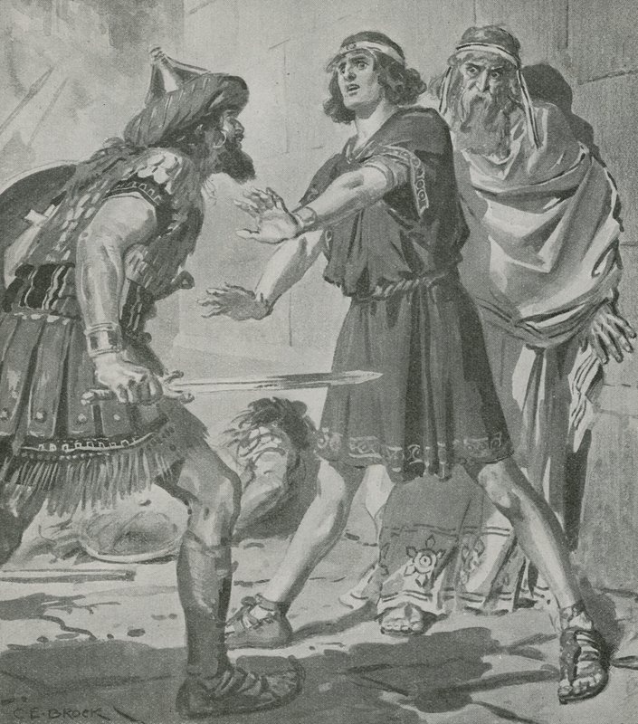 Kroisos, král Lydie, je zachráněn před smrtí hlasem svého hluchoněmého syna od Charles Edmund Brock