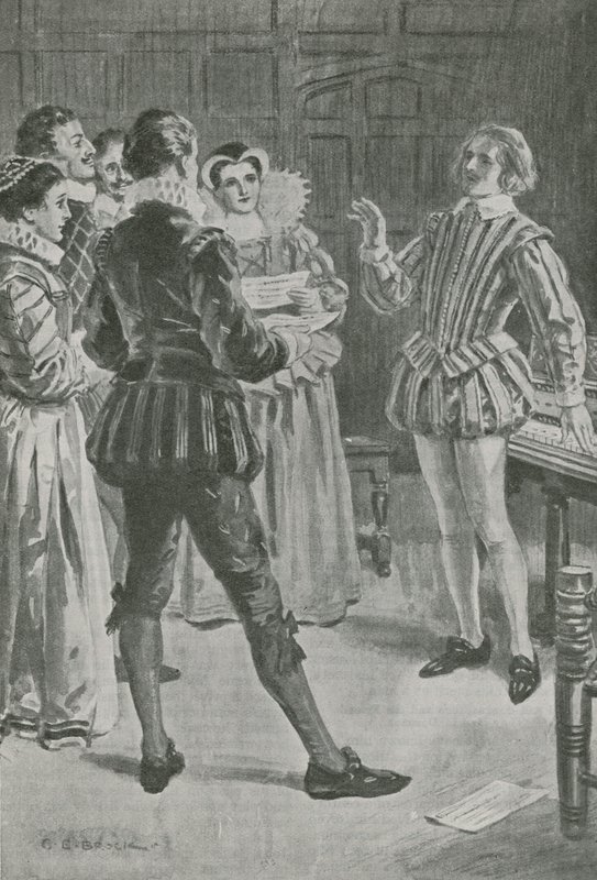 William Byrd poslouchá svůj madrigal od Charles Edmund Brock