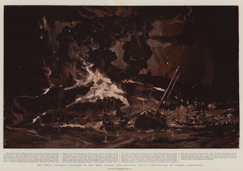 Velký sopečný výbuch v Západní Indii, erupce, která zasáhla St Pierre, Martinik od Charles Edward Dixon