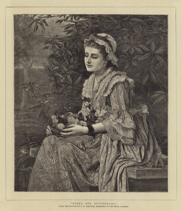Růže a motýli od Charles Edward Perugini