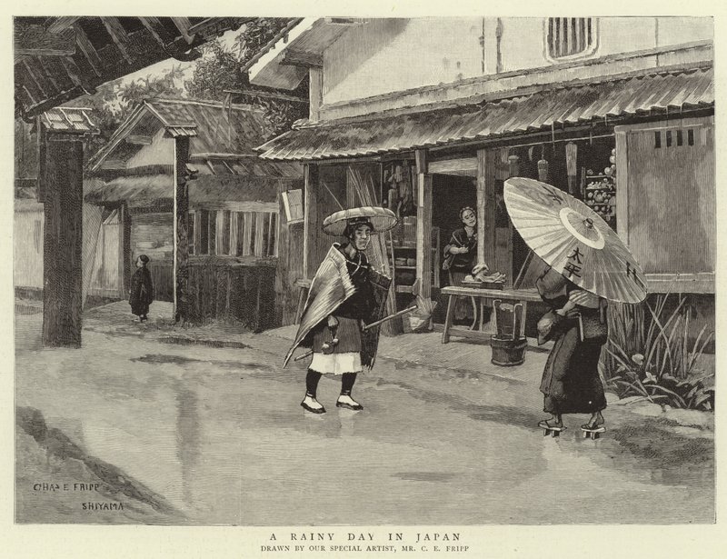 Deštivý den v Japonsku od Charles Edwin Fripp