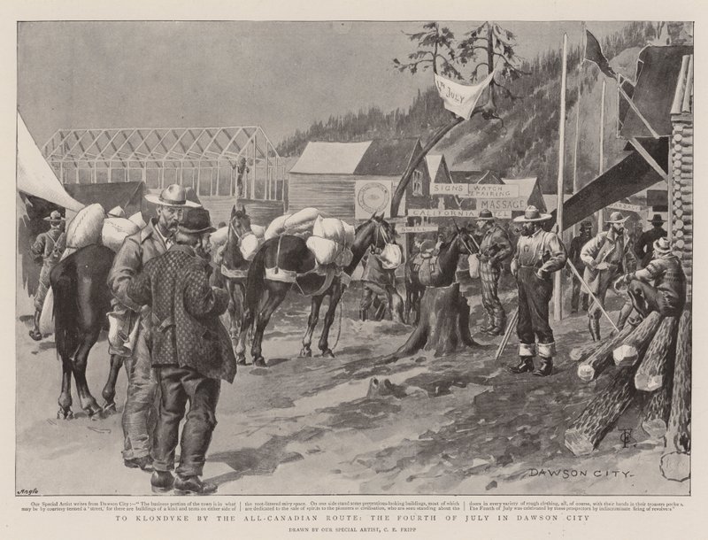Na Klondyke celokanadskou cestou, čtvrtého července v Dawson City od Charles Edwin Fripp
