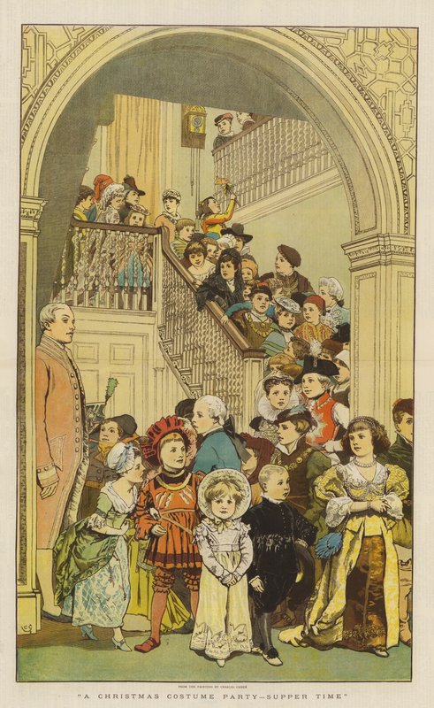 Vánoční kostýmní večírek, čas večeře (chromolitho) od Charles Green