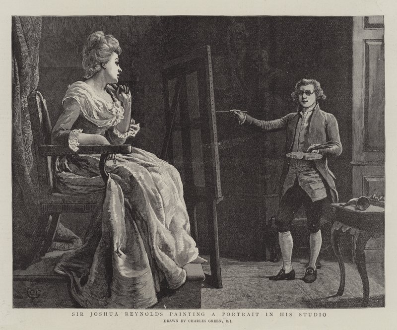 Sir Joshua Reynolds maluje ve svém ateliéru portrét od Charles Green
