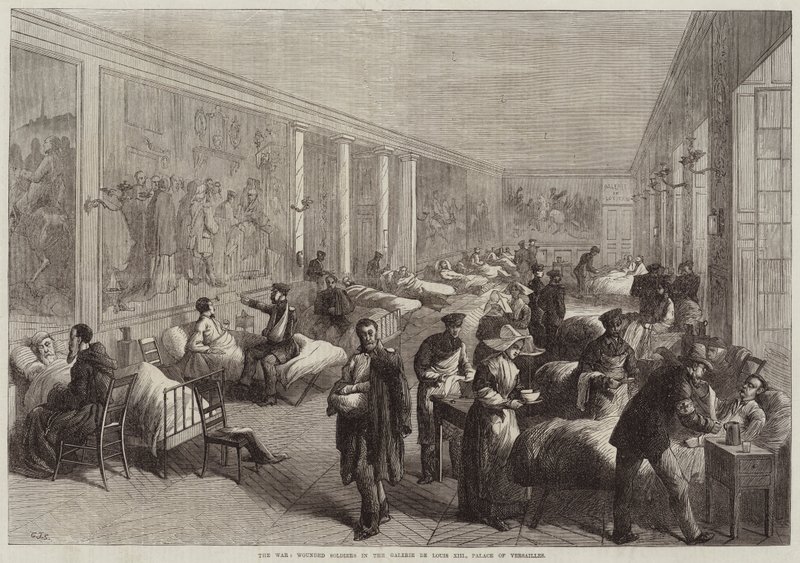 Válka, zranění vojáci v Galerii de Louis XIII, palác ve Versailles od Charles J. Staniland
