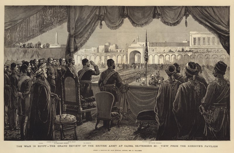 Válka v Egyptě, Velký přehled britské armády v Káhiře, 30. září, Pohled z pavilonu Khedive od Charles J. Staniland