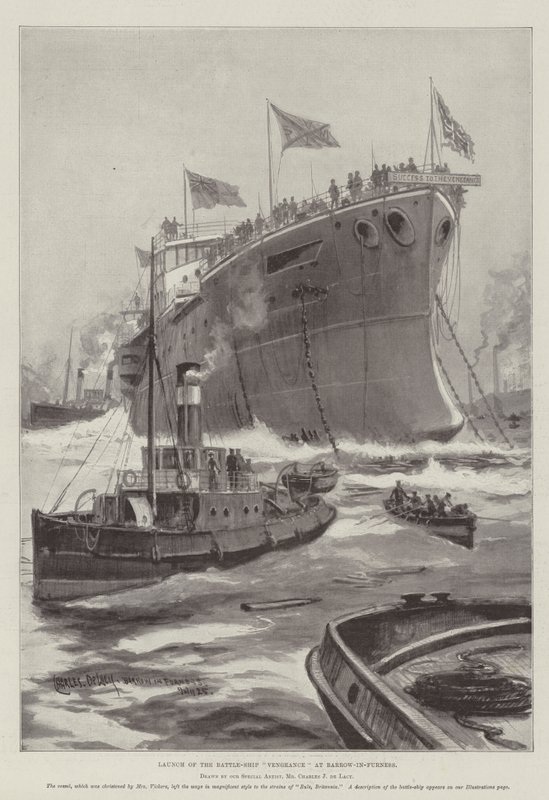 Zahájení Battle-Ship Vengeance v Barrow-in-Furness od Charles John de Lacy