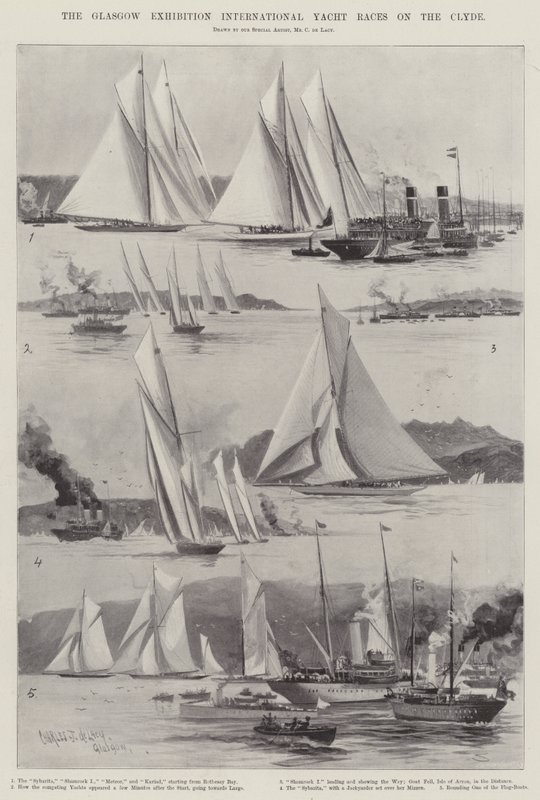 Mezinárodní jachtařské závody Glasgow Exhibition na řece Clyde od Charles John de Lacy