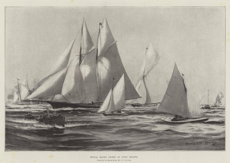Typické závodní jachty na Cowes Regatta od Charles John de Lacy