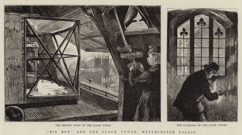Big Ben a hodinová věž, Westminsterský palác od Charles Paul Renouard