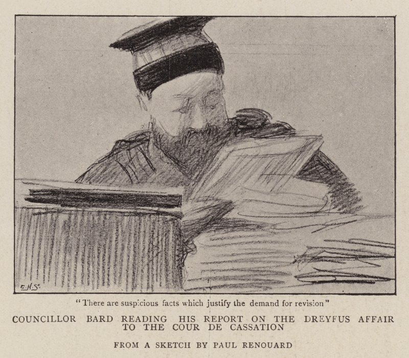 Radní Bard čte svou zprávu o Dreyfusově aféře na Cour de Cassation od Charles Paul Renouard