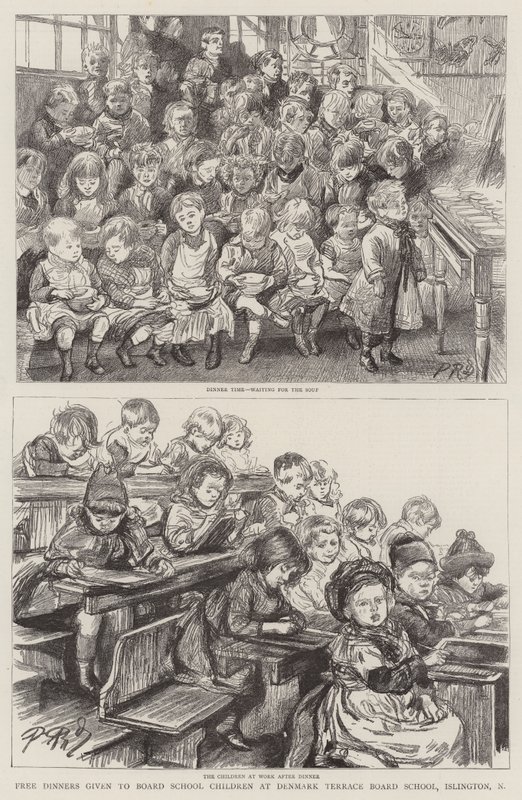 Večeře zdarma poskytované dětem z Board School v Denmark Terrace Board School, Islington, N od Charles Paul Renouard