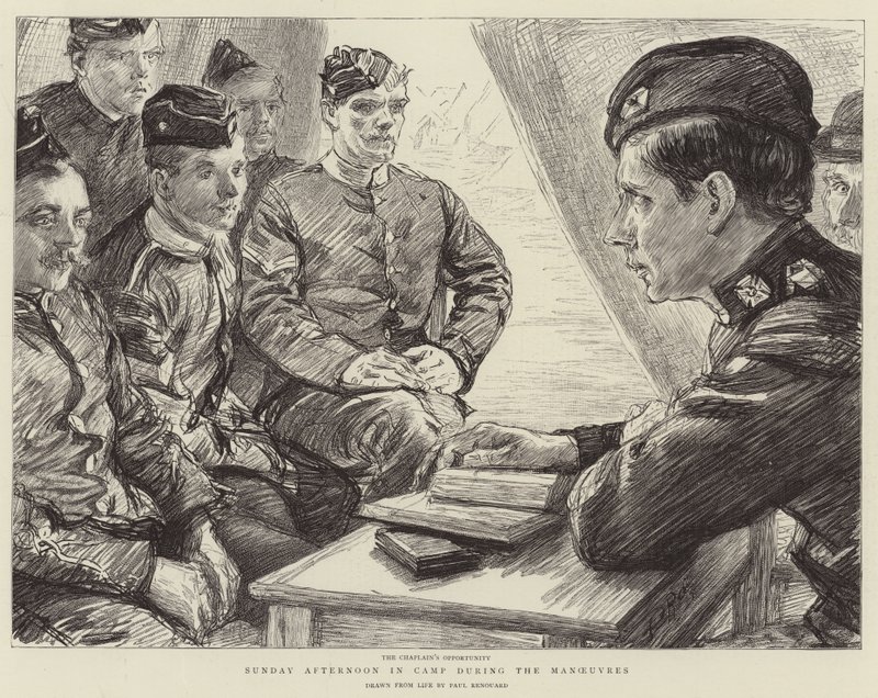 Nedělní odpoledne v táboře během manévrů od Charles Paul Renouard