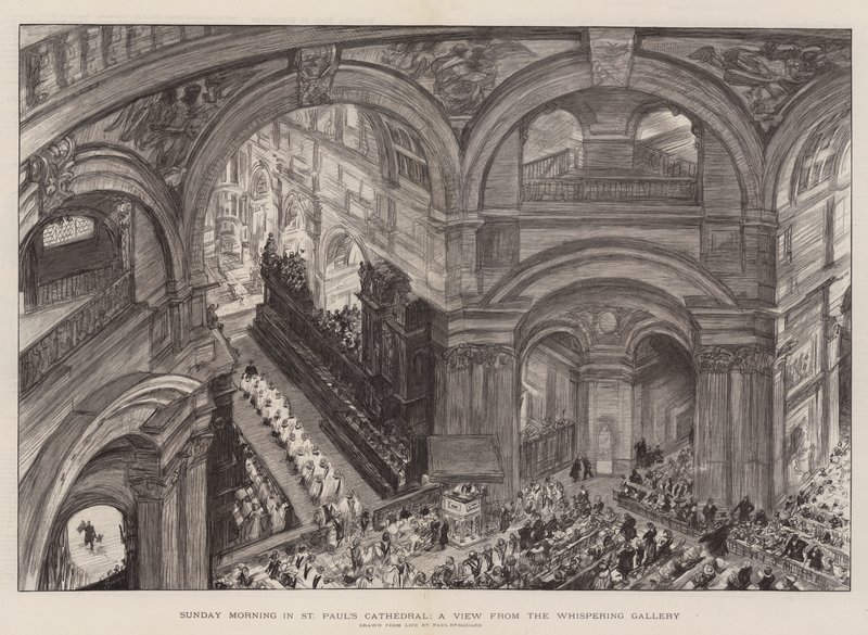 Nedělní ráno v katedrále svatého Pavla, pohled z galerie šeptání od Charles Paul Renouard