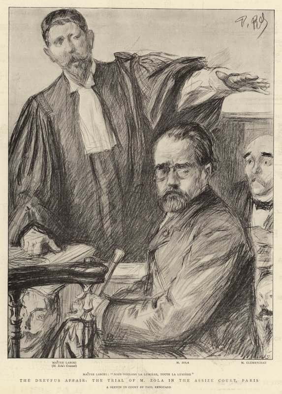 Dreyfusova aféra, proces s M. Zolou u porotního soudu v Paříži od Charles Paul Renouard