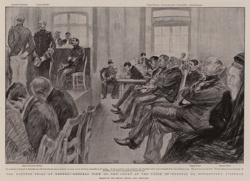 Dreyfusův proces v Rennes, celkový pohled na soud na závěr General de Boisdefre Evidence od Charles Paul Renouard