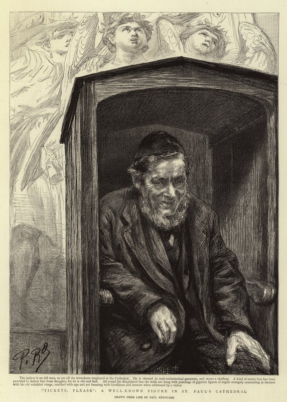Vstupenky, prosím, známá postava v katedrále svatého Pavla od Charles Paul Renouard