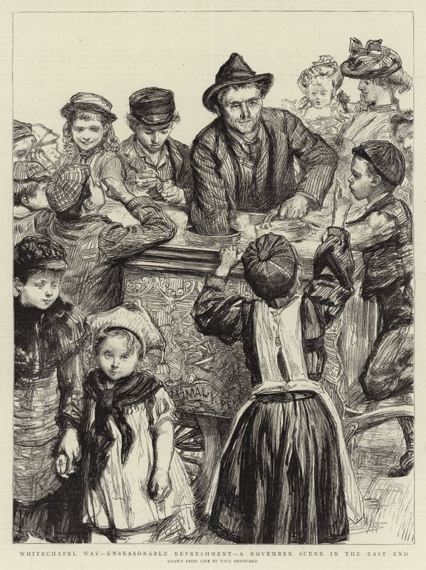 Whitechapel Way, Unseasonable Refreshment, listopadová scéna v East Endu od Charles Paul Renouard