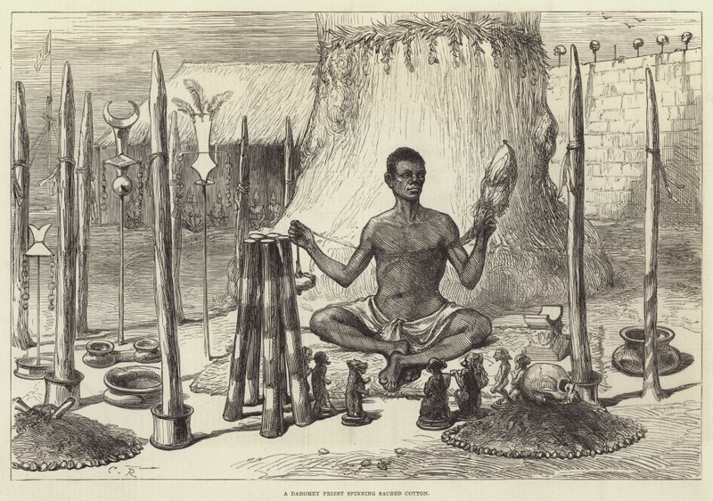 Dahomey Priest předení posvátnou bavlnu od Sir John Charles Robinson