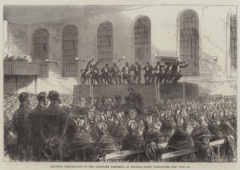 Amatérské představení Delaware Minstrels v Bethnal-Green Workhouse od Sir John Charles Robinson
