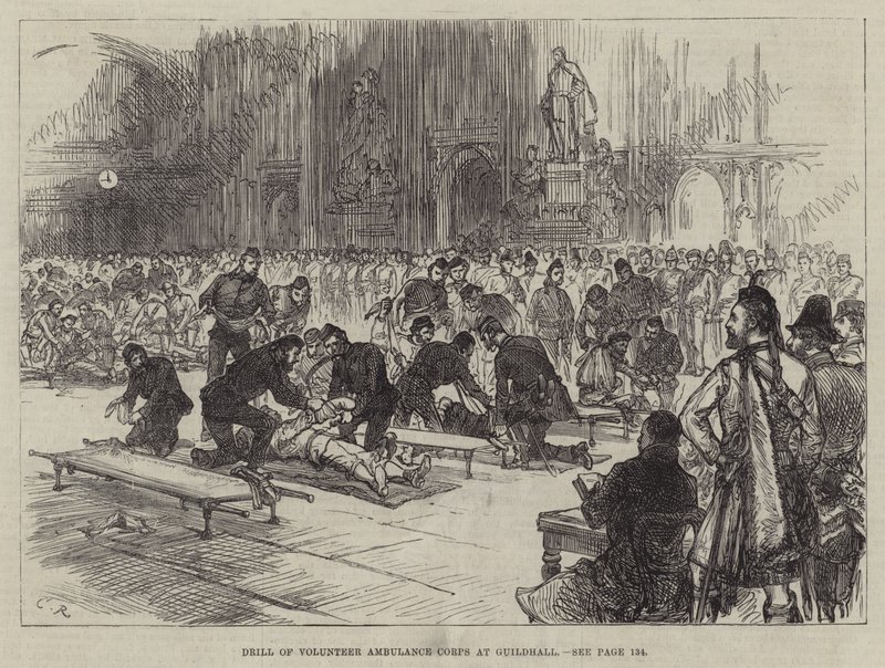 Cvičení dobrovolnického záchranného sboru v Guildhall od Sir John Charles Robinson