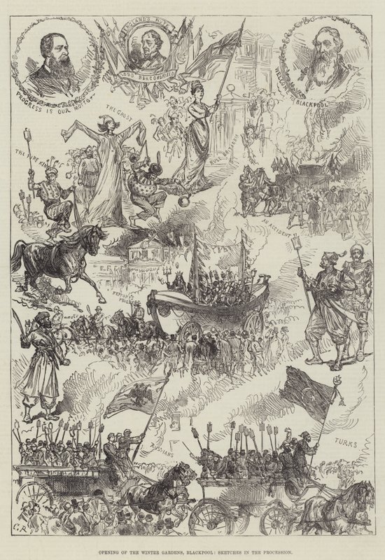 Otevření zimních zahrad, Blackpool, Sketches in the Procession od Sir John Charles Robinson
