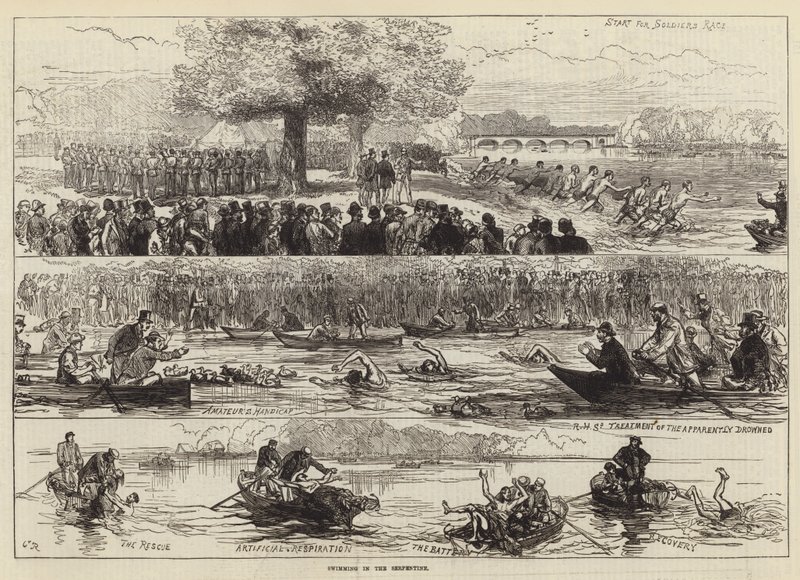 Plavání v Serpentine od Sir John Charles Robinson