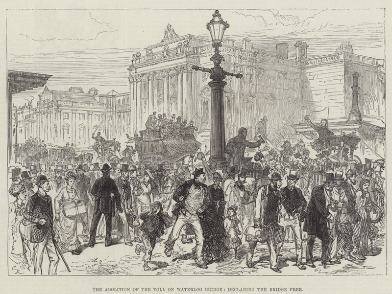 Zrušení mýta na mostě Waterloo, prohlášení mostu za svobodný od Sir John Charles Robinson