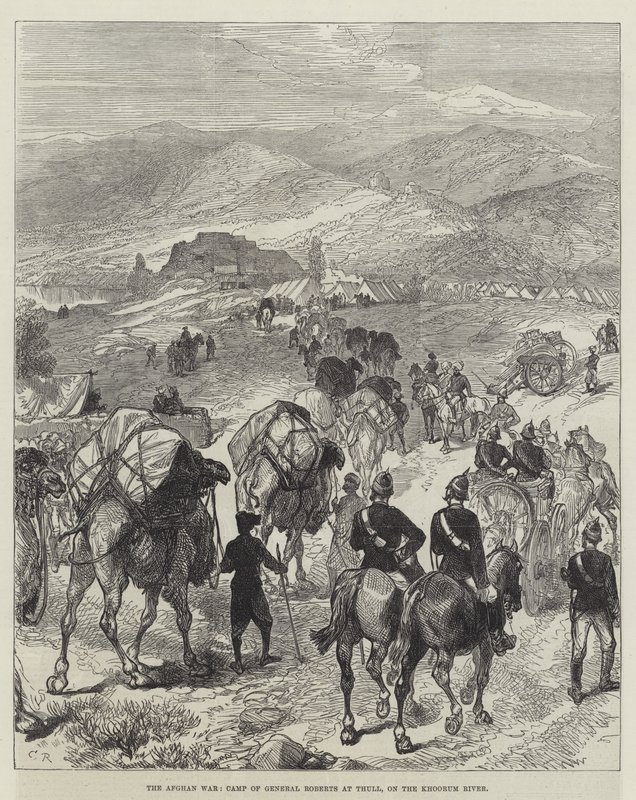 Afghánská válka, tábor generála Robertse v Thull, na řece Khoorum od Sir John Charles Robinson