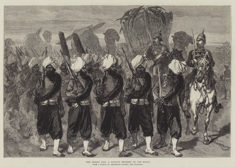 Afghánská válka, Punjaubský pluk na pochodu od Sir John Charles Robinson