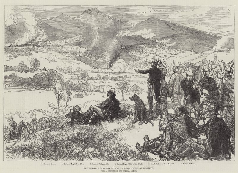 Rakouské tažení v Bosně, bombardování Sarajeva od Sir John Charles Robinson