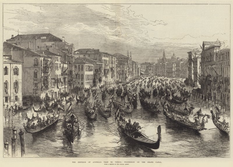Návštěva rakouského císaře v Benátkách, procesí na Canal Grande od Sir John Charles Robinson