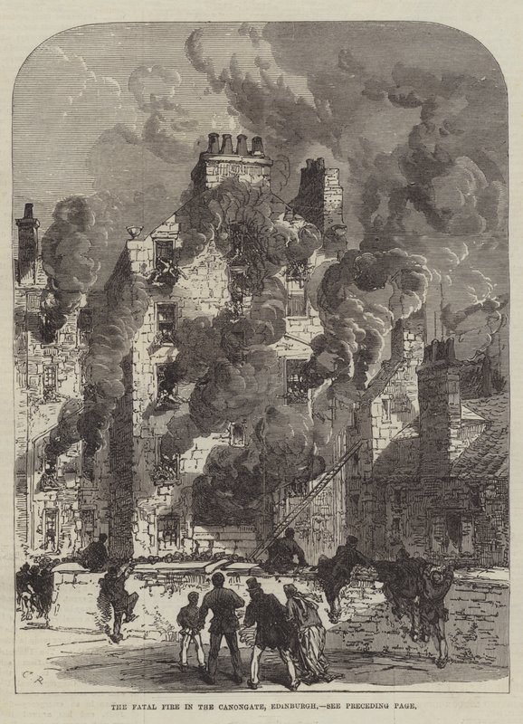 Osudný požár v Canongate, Edinburgh od Sir John Charles Robinson