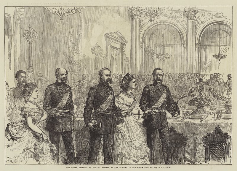 Tři císaři v Berlíně, příjezd na banket v Bílém sále Starého paláce od Sir John Charles Robinson