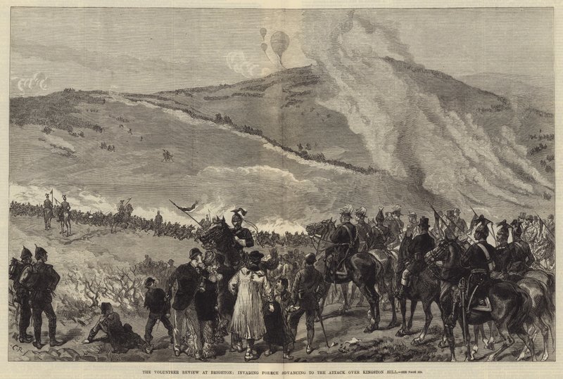 The Volunteer Review v Brightonu, Invading Force postupující k útoku přes Kingston Hill od Sir John Charles Robinson