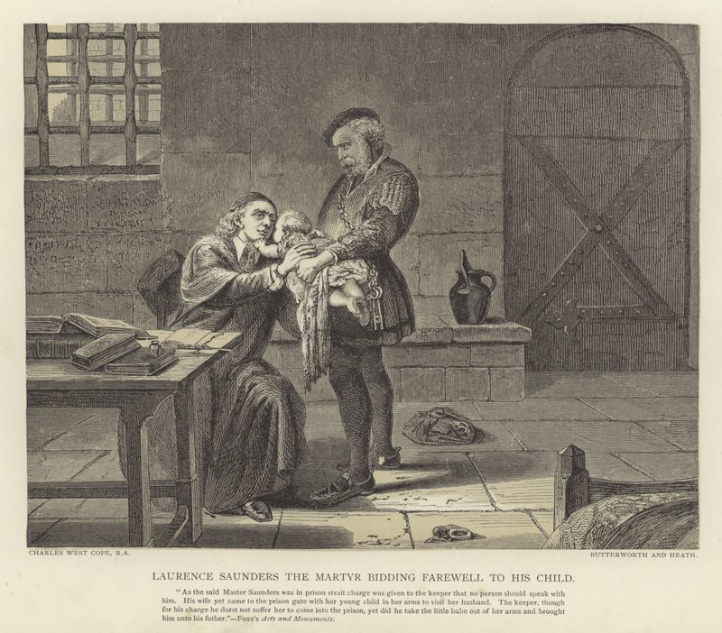 Laurence Saunders, mučedník, se loučí se svým dítětem od Charles West Cope