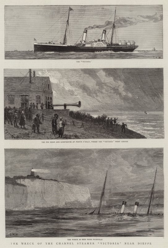 Vrak parníku Victoria poblíž Dieppe od Charles William Wyllie