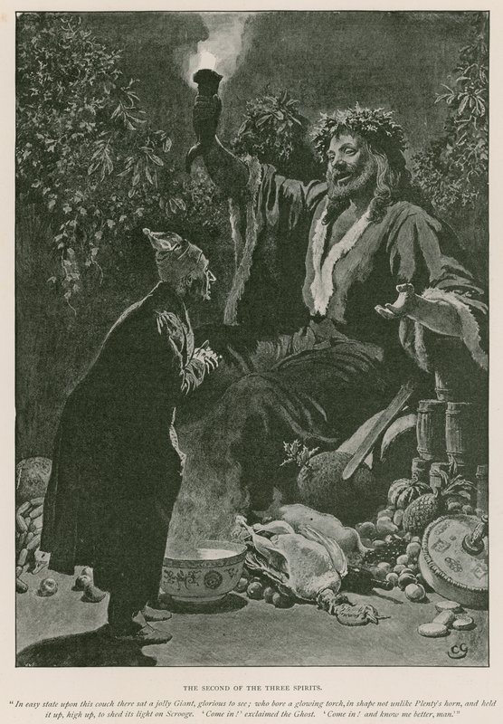 Ilustrace pro Vánoční koledu od Charlese Dickense (litho) od Charles (after) Green