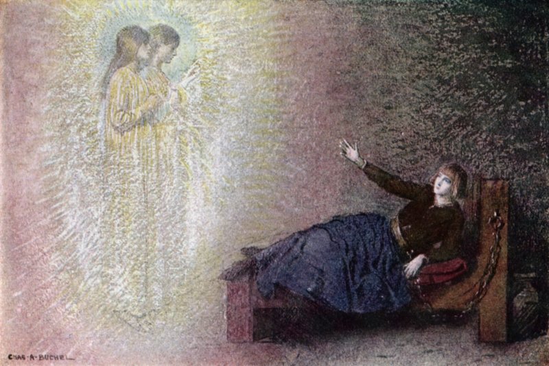 Johanka z Arku: V Jeannině cele (barevné lito) od Charles A. Buchel