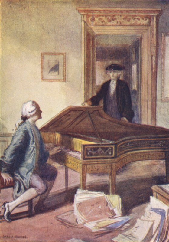 Mozart a tajemný cizinec (barevné lito) od Charles A. Buchel