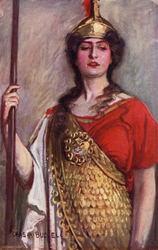 Pallas Athene, slečna Constance Collier (barva lito) od Charles A. Buchel