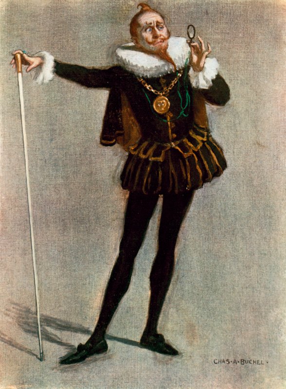 Dvanáctá noc: Malvolio, Mr Tree (barevné lito) od Charles A. Buchel