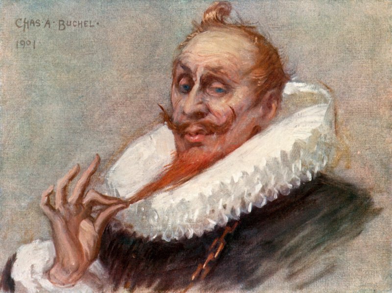 Dvanáctá noc: Malvolio, Mr Tree (barevné lito) od Charles A. Buchel