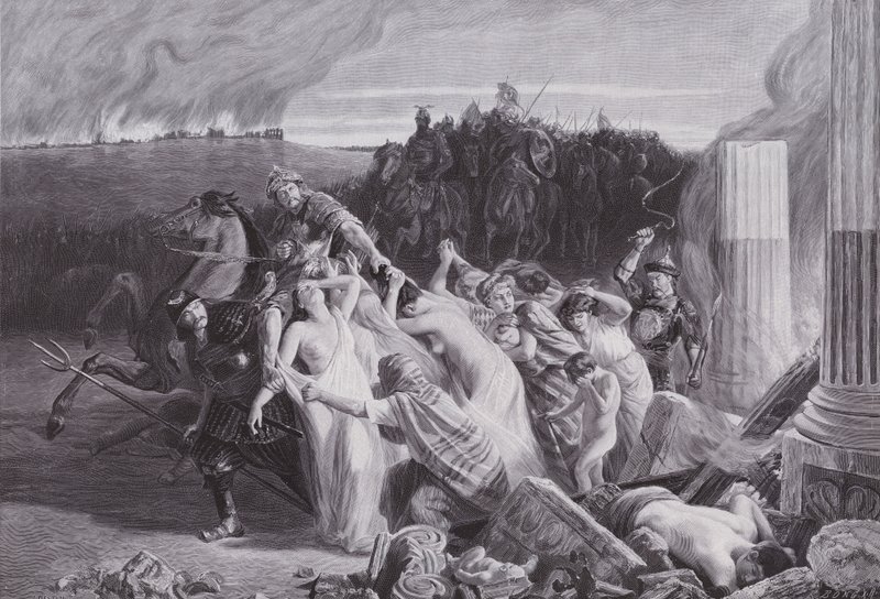 Galové unesení Huny (litho) od Charles Alexandre Coessin de la Fosse