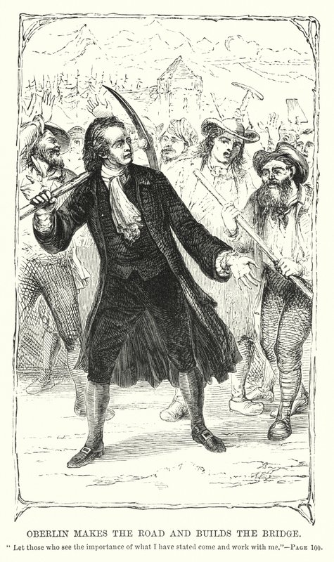Oberlin dělá silnici a staví most (rytina) od Charles Altamont Doyle