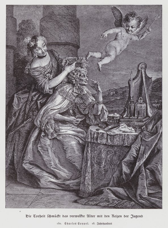 Pošetilost zkrášluje povadlé stáří ozdobami mládí od Charles Antoine (after) Coypel