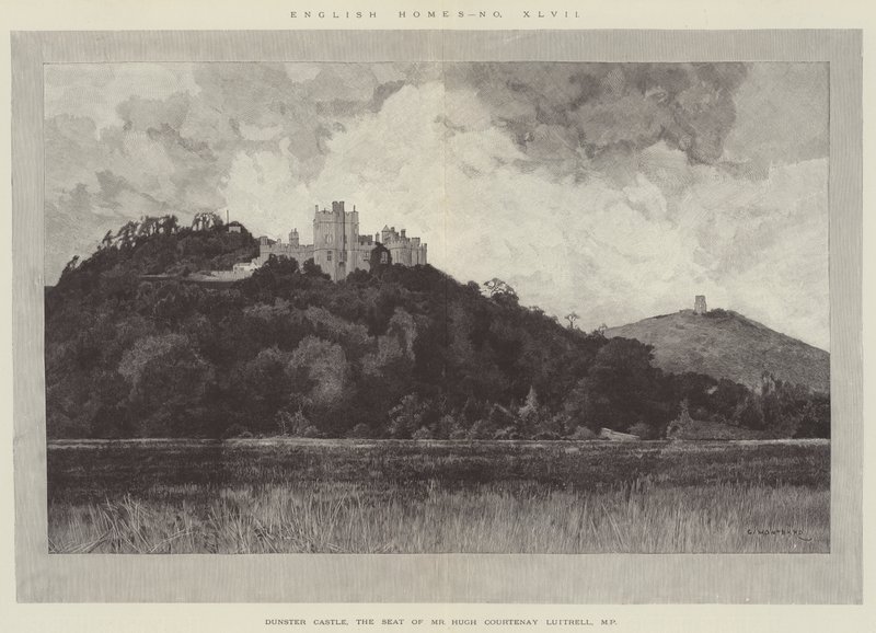 Hrad Dunster, sídlo pana Hugha Courtenaye Luttrella, MP od Charles Auguste Loye