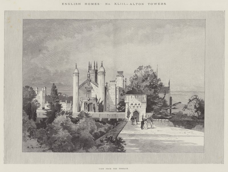 English Homes, Alton Towers, Pohled z terasy od Charles Auguste Loye