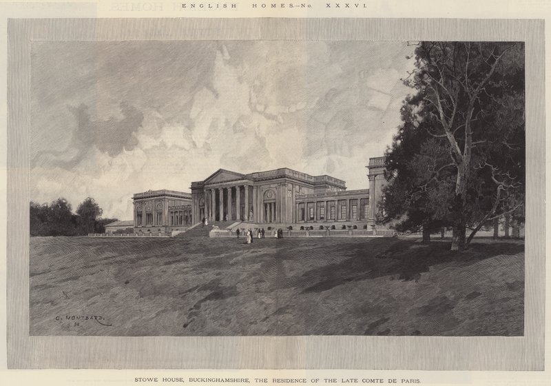 English Homes, Stowe House, Buckinghamshire, rezidence pozdního Comte de Paris od Charles Auguste Loye