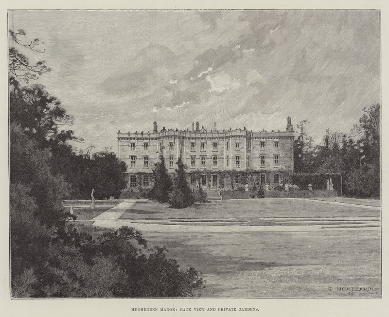 Hughenden Manor, pohled zezadu a soukromé zahrady od Charles Auguste Loye